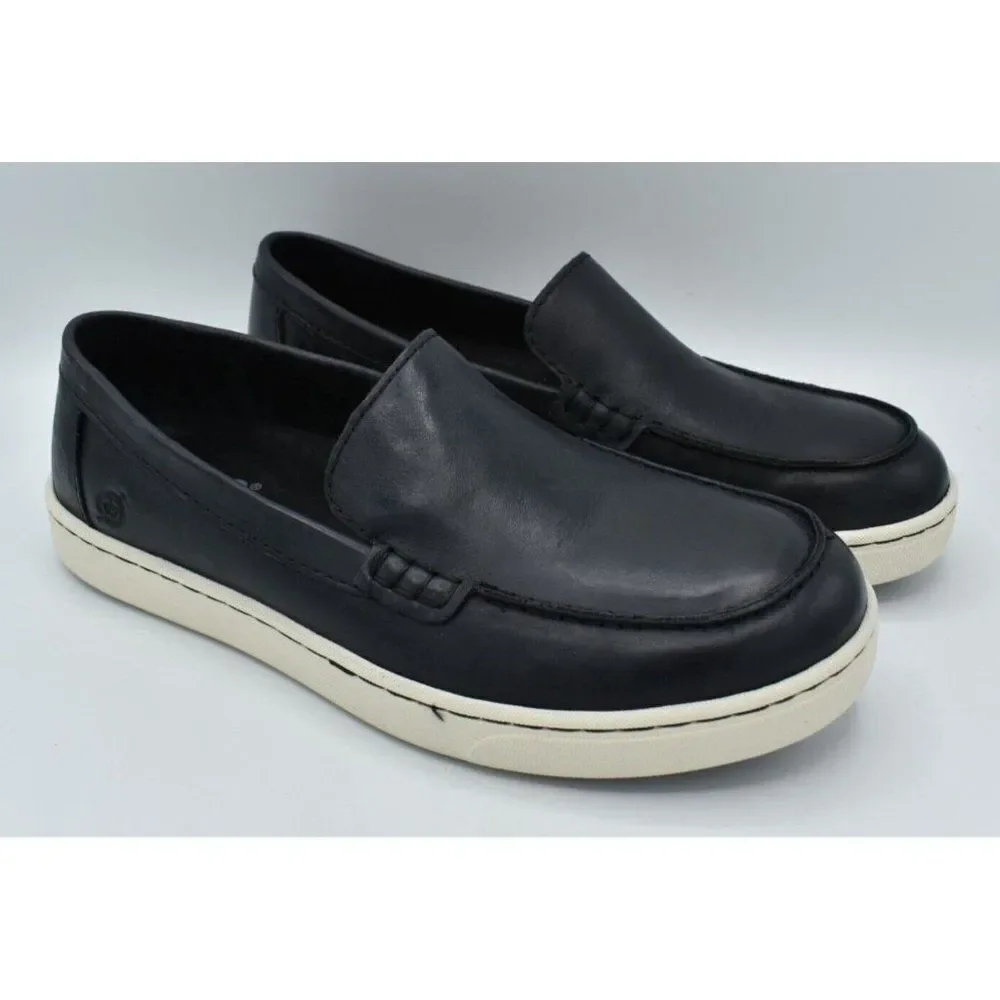 Born Mens Size 10.5 Axel Black Full Grain Leather Slip On Loafers Sneakers Shoes